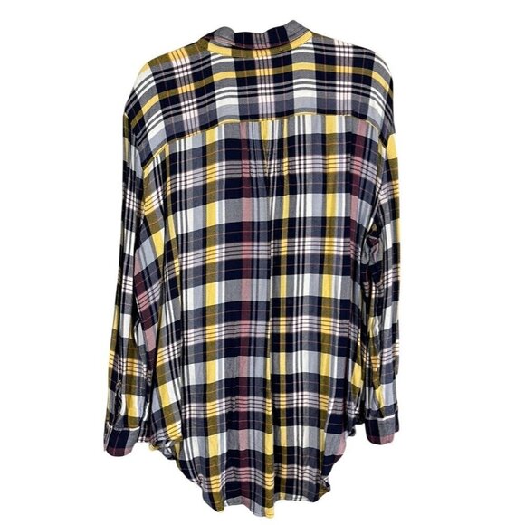 Caslon Top Women 2XL Yellow Plaid Tunic Checks Concert Western Country Preppy - Picture 7 of 13